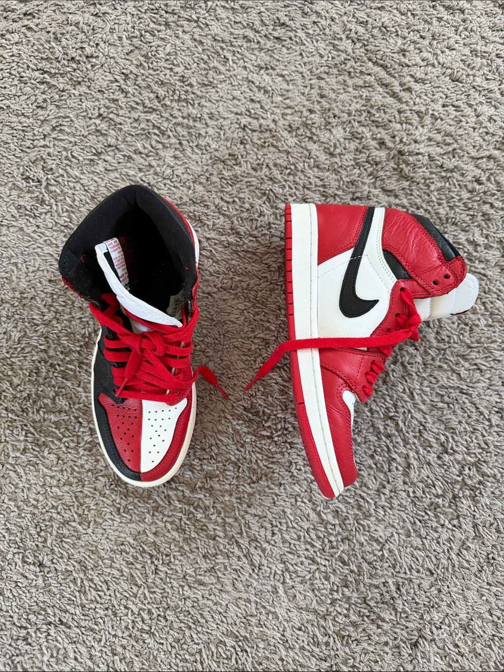 Nike Kids High-Top Sneakers in Red, White, and Black